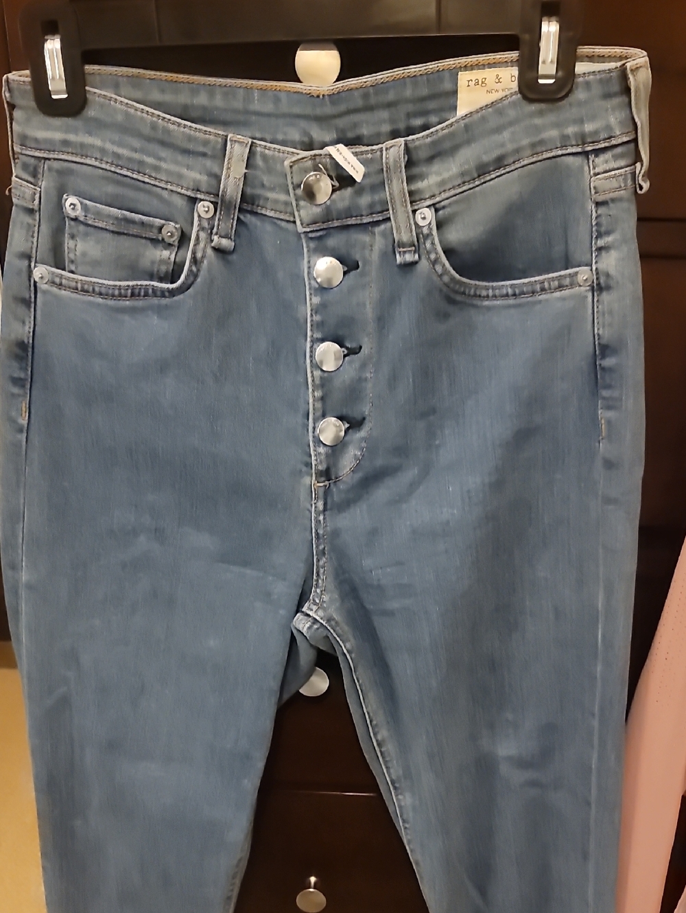 NWOT rag & bone Nina High-Rise Ankle Skinny Light Blue Button-Fly Jeans Size 27